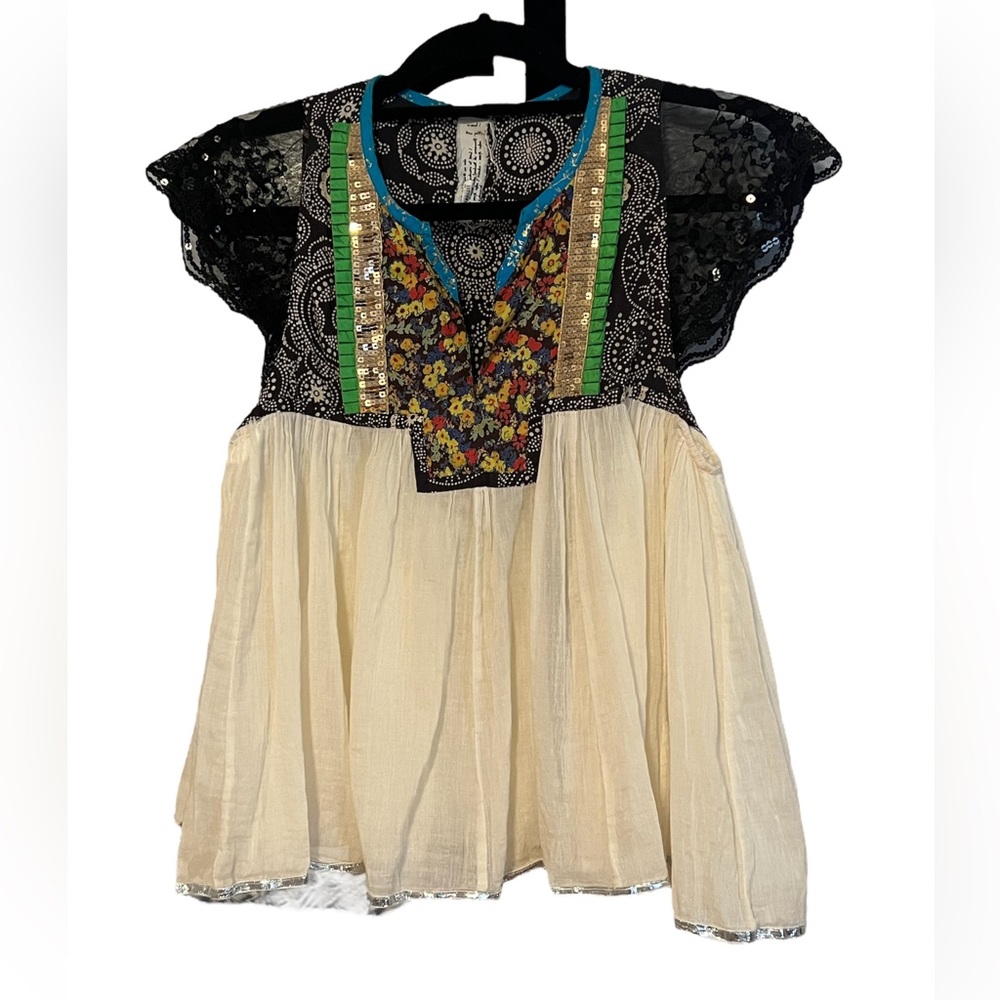 Free People Boho Trapeze Short Sleeve Top (S)